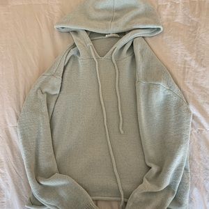 garage mint green thin cropped hoodie